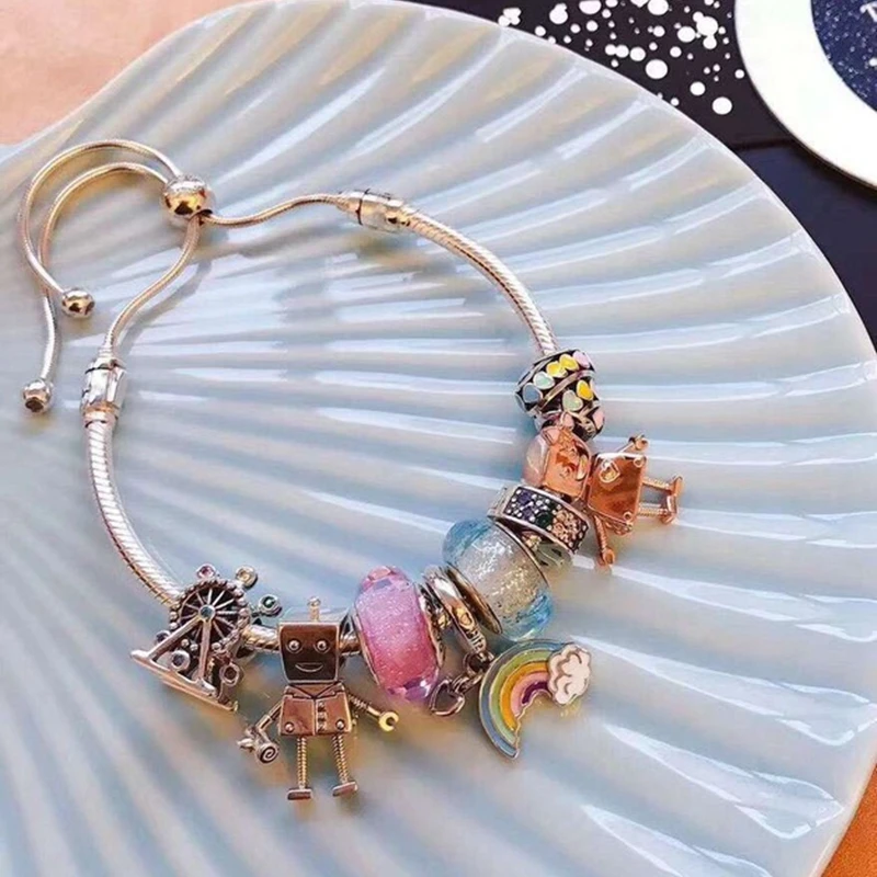 High Quality 100%925 Sterling Silver Robot Rainbow Bracelet Adjustable Stylish Fine Jewelry For Free Delivery
High Quality 100%925 Sterling Silver Robot Rainbow Bracelet Adjustable Stylish Fine Jewelry For Free Delivery