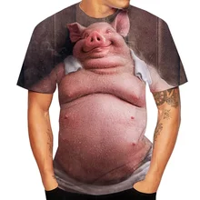 Fun pork T-shirts for men and women, 3D animal printed street clothing, casual, short sleeved, oversized, fashionable