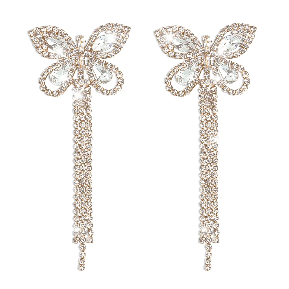 2022 Fashion Crystal Butterfly Dangle Earrings Designer Jewelry Rhinestone Long Tassels Charm Women's Earrings For Bride Wedding
2022 Fashion Crystal Butterfly Dangle Earrings Designer Jewelry Rhinestone Long Tassels Charm Women's Earrings For Bride Wedding