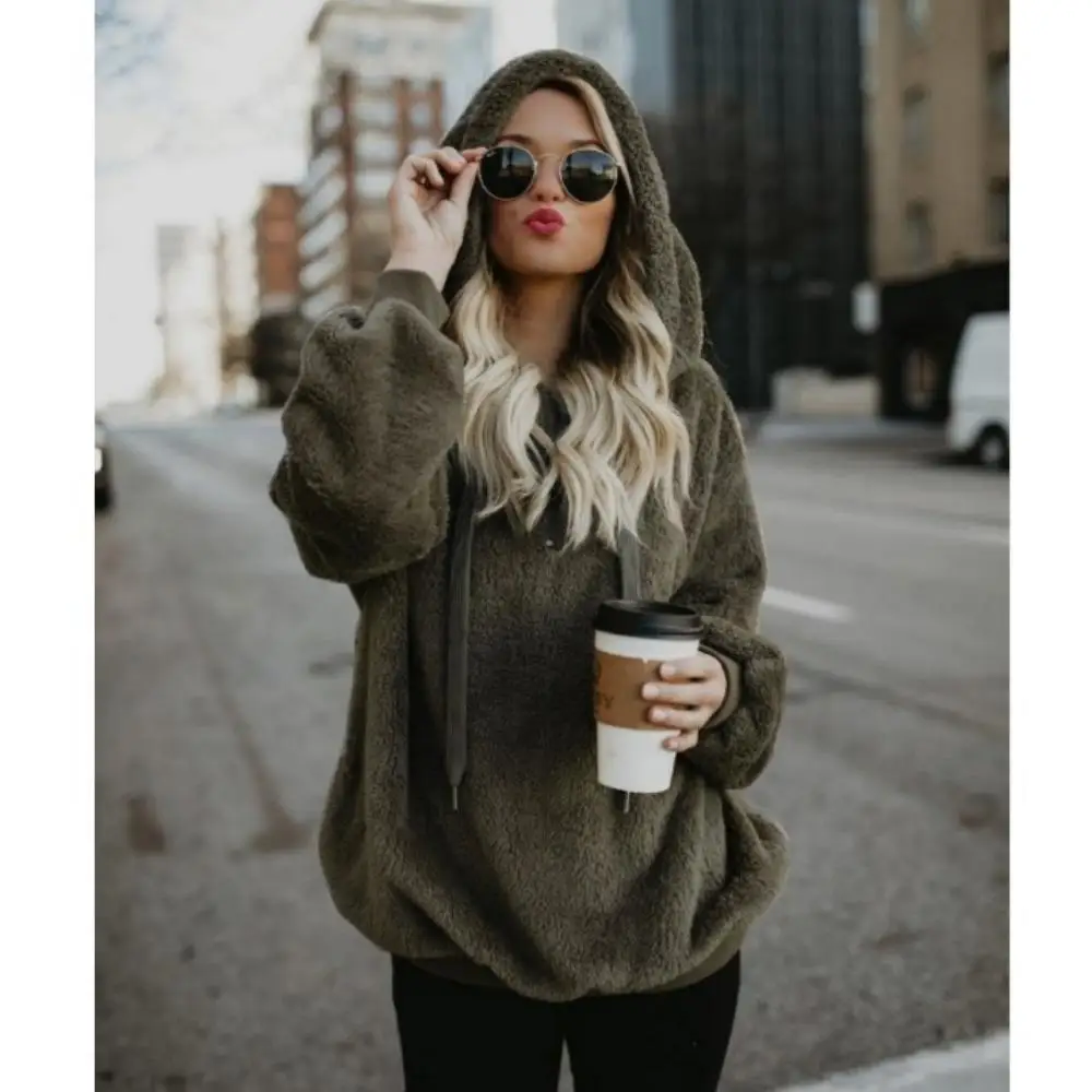 Fashion Hooded Solid Color Sweater Fleece Jacket Long Sleeve Autumn/Winter Women'S Casual Loose Sports Sweater Tops Pullover
Fashion Hooded Solid Color Sweater Fleece Jacket Long Sleeve Autumn/Winter Women'S Casual Loose Sports Sweater Tops Pullover