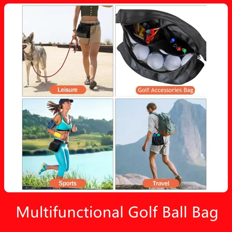 

Сумка для теннисных мячей для гольфа, многофункциональная вместительная карманная сумка на молнии для пикапа, профессиональная спортивная прочная сумка для хранения