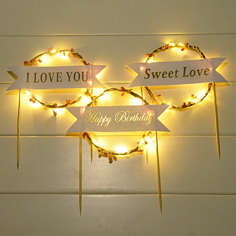 1pc LED Luminous Garland Birthday cake Insertion Happy Birthday Card Decoration Flag Topper Cake Decorating Tools
1pc LED Luminous Garland Birthday cake Insertion Happy Birthday Card Decoration Flag Topper Cake Decorating Tools