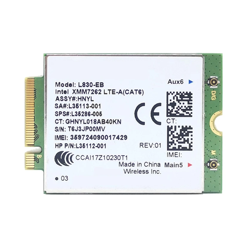 Для HP L830-EB WIFI Card 4G LTE L830 L35286-005 7262 LTE модуль Cat6 300 Мбит/с для HP 640 650 G5 840 846 850 G6 X360 830
Для HP L830-EB WIFI Card 4G LTE L830 L35286-005 7262 LTE модуль Cat6 300 Мбит/с для HP 640 650 G5 840 846 850 G6 X360 830