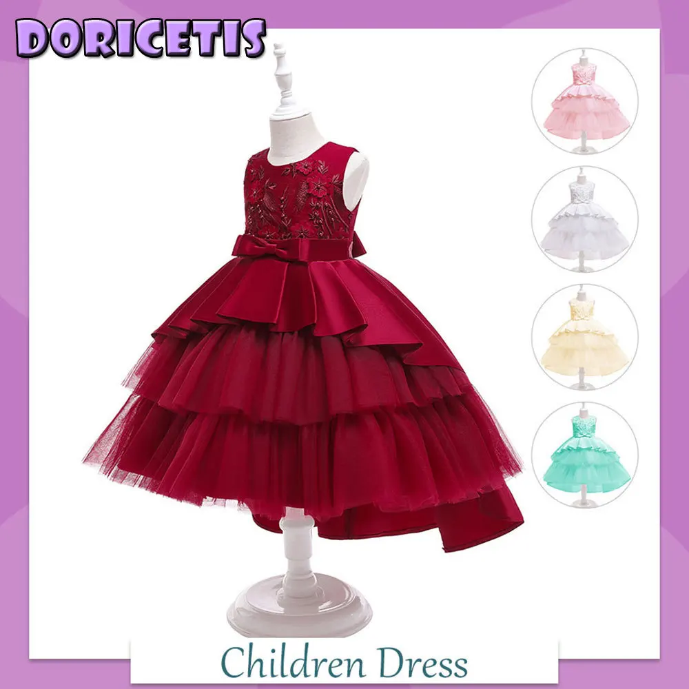 Girls Dress Solid Color Bowknot Decoration Mesh Tail Fluffy Skirt Children Performance Evening Princess Dress Kids Formal Dress 
Girls Dress Solid Color Bowknot Decoration Mesh Tail Fluffy Skirt Children Performance Evening Princess Dress Kids Formal Dress