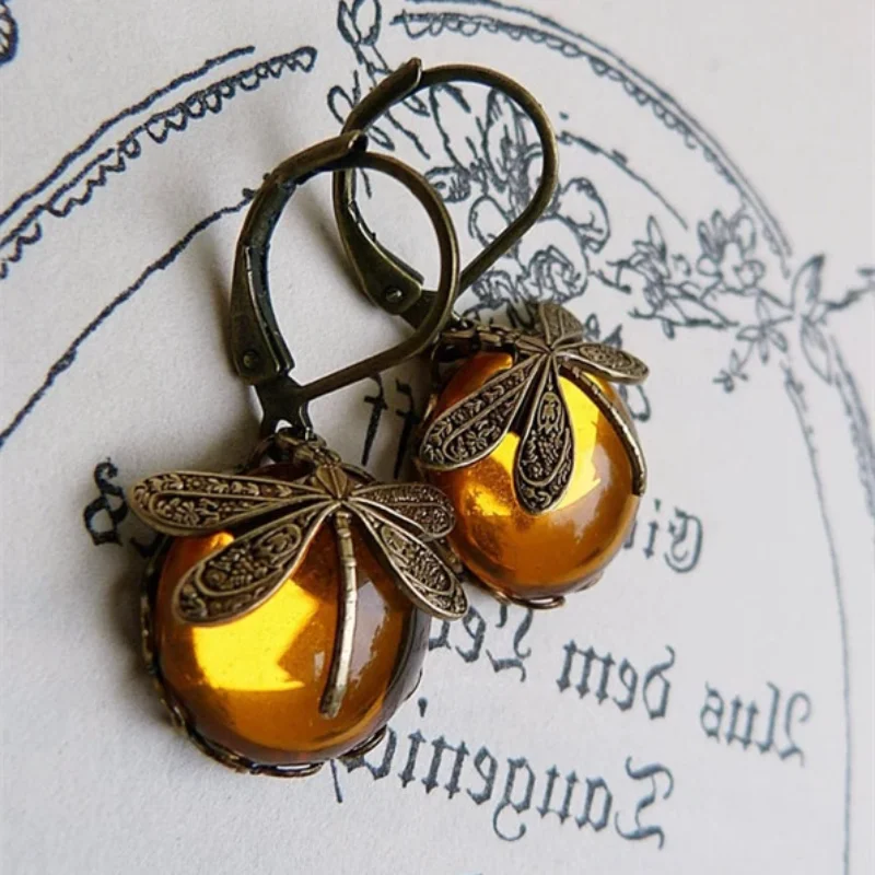 Victorian Brass Dragonfly Glass Cabochon Gold Summer English Garden Ladies Romantic Gift Earrings
Victorian Brass Dragonfly Glass Cabochon Gold Summer English Garden Ladies Romantic Gift Earrings