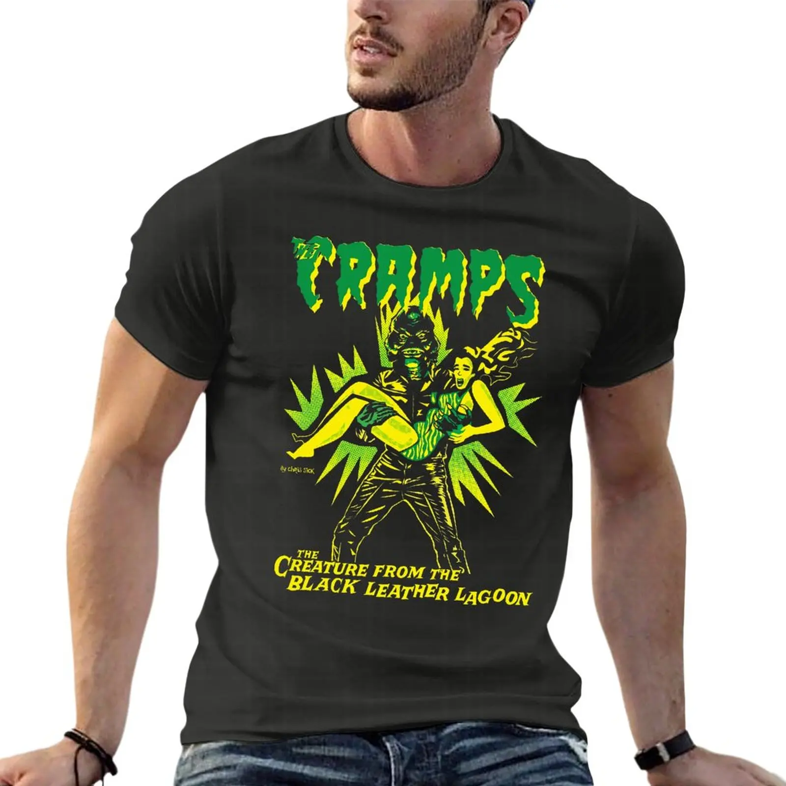 

The Cramps Creature From Black Leather Lagoon Horror Oversized T Shirt Summer Mens Clothing 100% Cotton Streetwear Big Size Tops