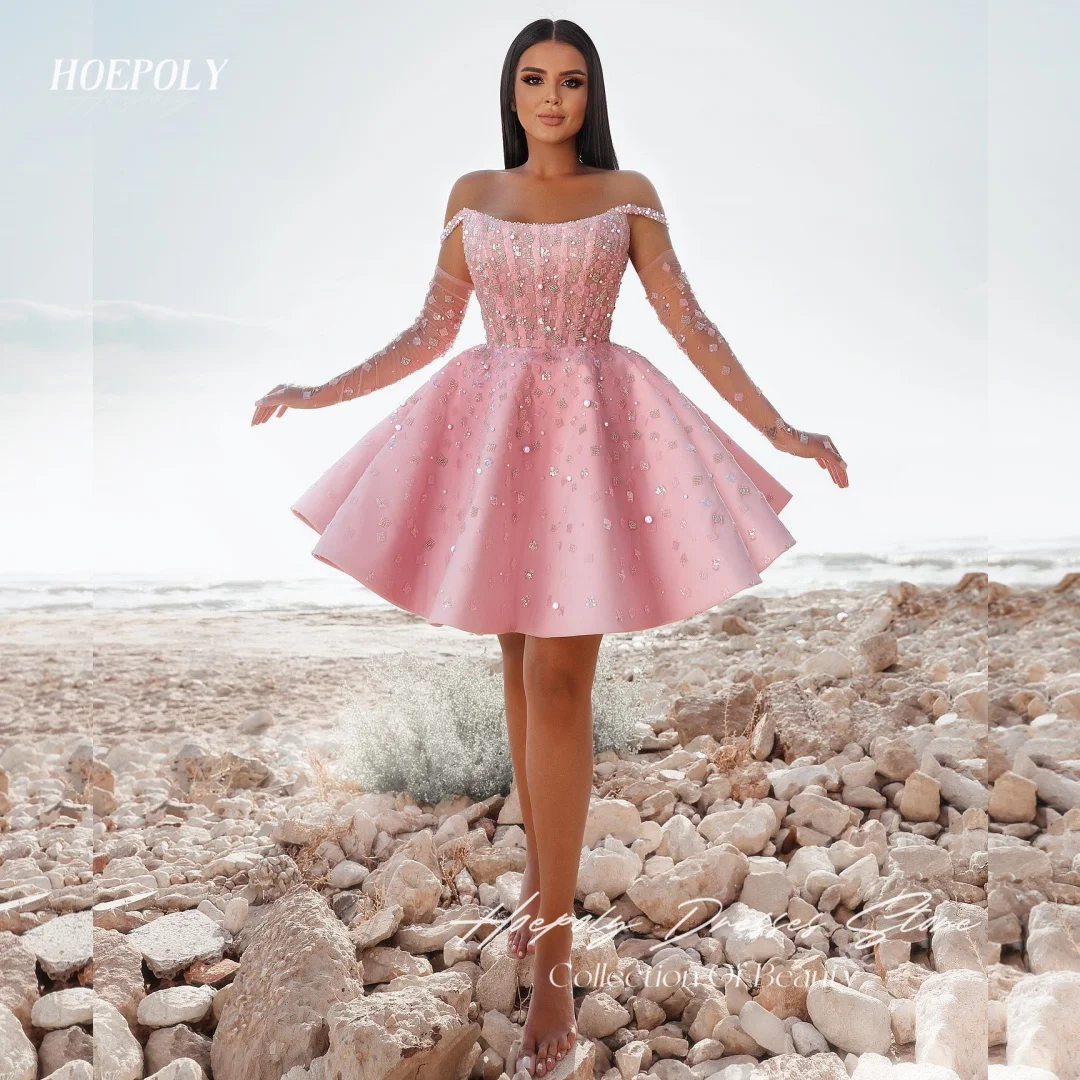 

Розовое Атласное мини-платье для торжественных случаев, свадебной вечеринки, Короткие вечерние платья для особых мероприятий