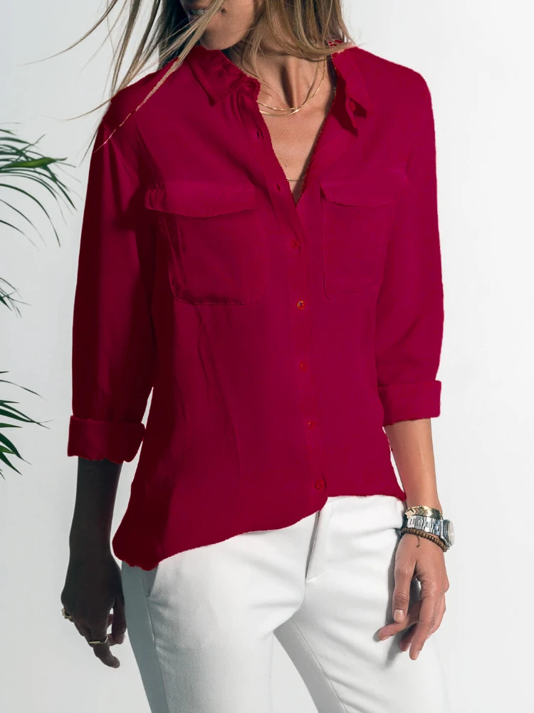 Autumn Winter Women Shirt New Casual Polo Collar Long Sleeve Shirt Fashion Pocket Shirt Top Women's Clothing Shirts & Blouses
Autumn Winter Women Shirt New Casual Polo Collar Long Sleeve Shirt Fashion Pocket Shirt Top Women's Clothing Shirts & Blouses