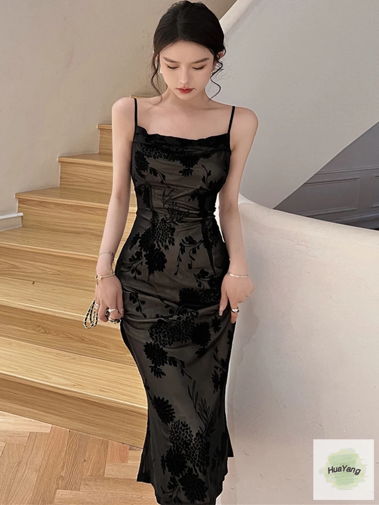 HuYang Lace Black Elegant Women Dress Vintage Strap Embroidery Floral Mermaid Midi Club Gown Robe Femme Ropa Sexy
HuYang Lace Black Elegant Women Dress Vintage Strap Embroidery Floral Mermaid Midi Club Gown Robe Femme Ropa Sexy