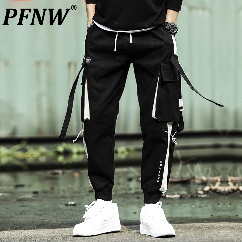 PFNW Spring Autumn Men's Fashion Darkwear Pencil Pants Tide Drawstring Contrast Letter Hip-hop Leisure Techwear Trousers 12A8303 
PFNW Spring Autumn Men's Fashion Darkwear Pencil Pants Tide Drawstring Contrast Letter Hip-hop Leisure Techwear Trousers 12A8303