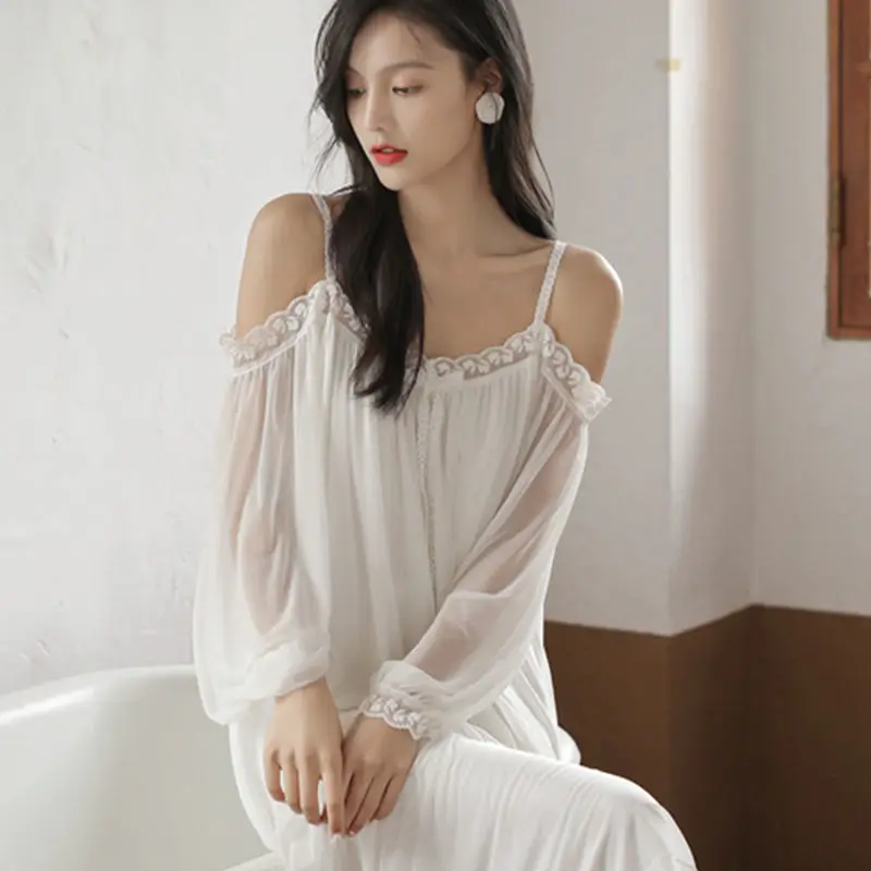 Off-the-shoulder mesh suspender dress can be worn as a princess-style beach dress nightdress home wear pajamas sleepwear
Off-the-shoulder mesh suspender dress can be worn as a princess-style beach dress nightdress home wear pajamas sleepwear