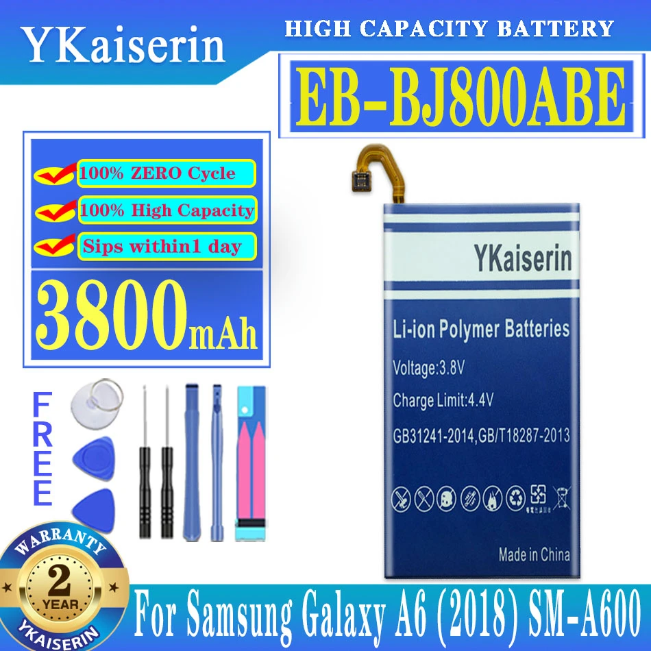 Аккумулятор ykaisin для Samsung Galaxy A6 (2018) EB-BJ800ABE A600F для Galaxy J6 J600F 3800 мАч, Высококачественная батарея
Аккумулятор ykaisin для Samsung Galaxy A6 (2018) EB-BJ800ABE A600F для Galaxy J6 J600F 3800 мАч, Высококачественная батарея
