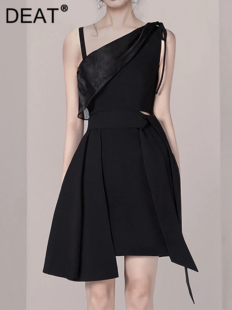 DEAT Fashion Women Dress Slim Diagonal Collar Off Shoulder Irregular Sleeveless Waist Mini Black Dresses Summer 2023 New 17A8587
DEAT Fashion Women Dress Slim Diagonal Collar Off Shoulder Irregular Sleeveless Waist Mini Black Dresses Summer 2023 New 17A8587