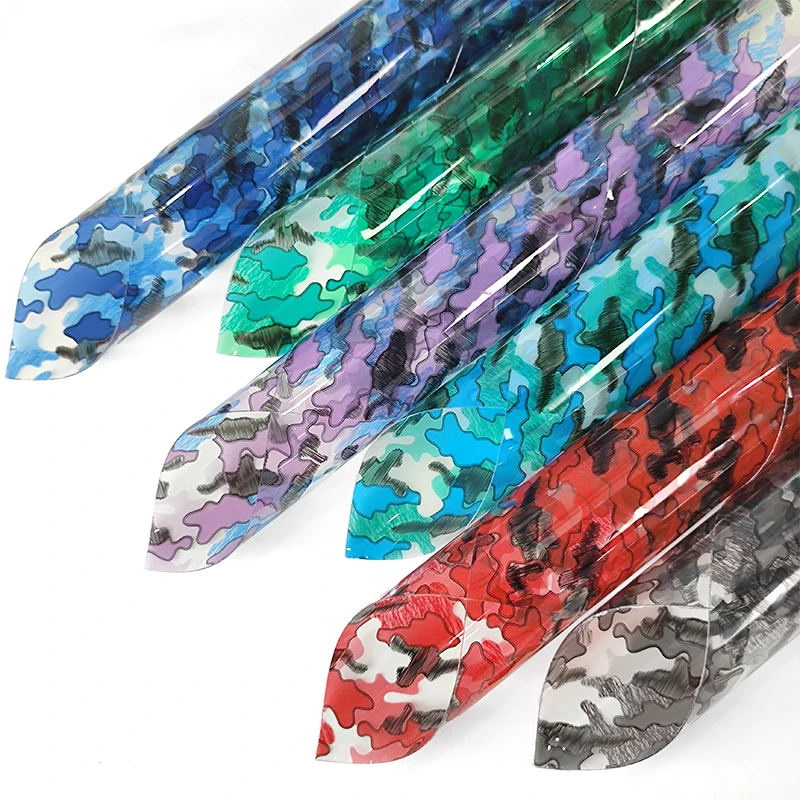 Eco-friendly Camouflage Block Printed Transparent Synthetic Leather Color PVC Fabric for HandBags Umbrellas Earrings DIY Crafts
Eco-friendly Camouflage Block Printed Transparent Synthetic Leather Color PVC Fabric for HandBags Umbrellas Earrings DIY Crafts