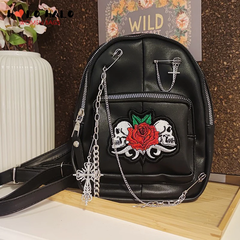 Gothic Punk Skull Cross Chain Women Backpack Y2K Pin School Tote Bag for Girls Designer Book Bag Fashion Female Hip Hop Gifts
Gothic Punk Skull Cross Chain Women Backpack Y2K Pin School Tote Bag for Girls Designer Book Bag Fashion Female Hip Hop Gifts