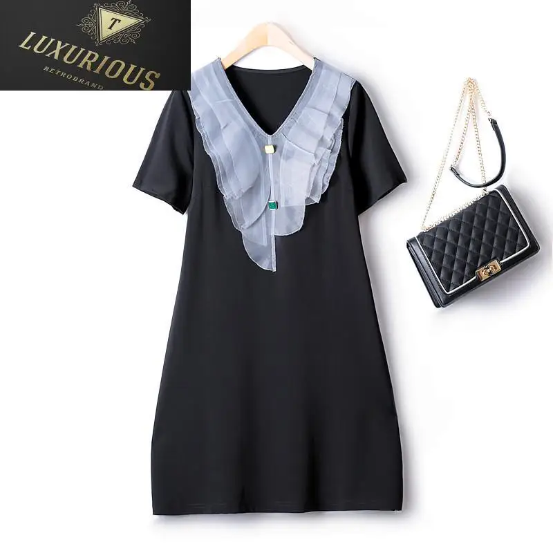 Elegant Dresses For Women 2024 Summer New Retro Woman Clothes Color Decorative Buckle Organza Lace V-neck Drape Black Dress 4XL
Elegant Dresses For Women 2024 Summer New Retro Woman Clothes Color Decorative Buckle Organza Lace V-neck Drape Black Dress 4XL