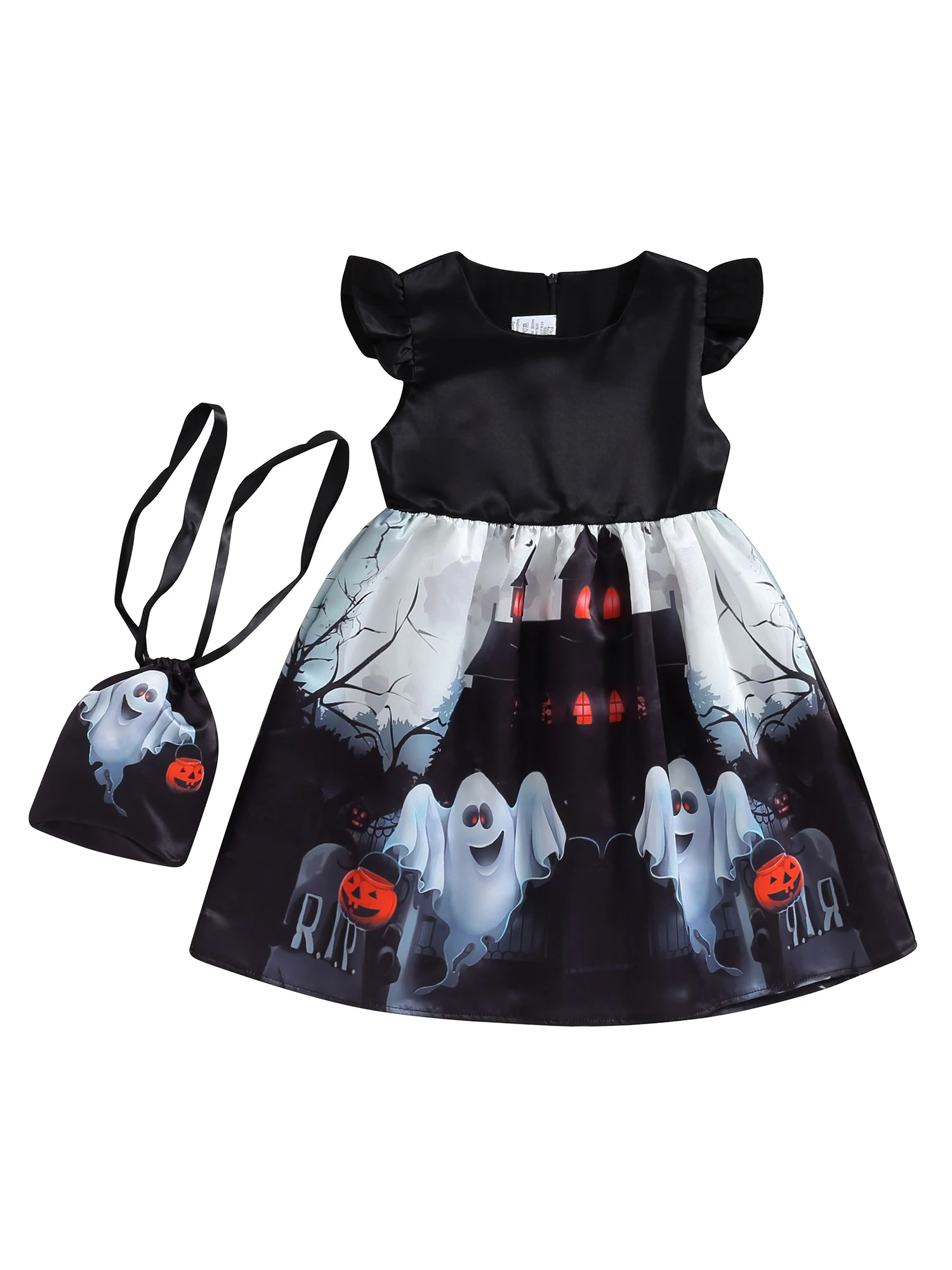 Halloween Costume for Toddler Boy Spooky Ghost Print Round Neck A-Line Dress with Matching Handbag Ages 3-11T
Halloween Costume for Toddler Boy Spooky Ghost Print Round Neck A-Line Dress with Matching Handbag Ages 3-11T
