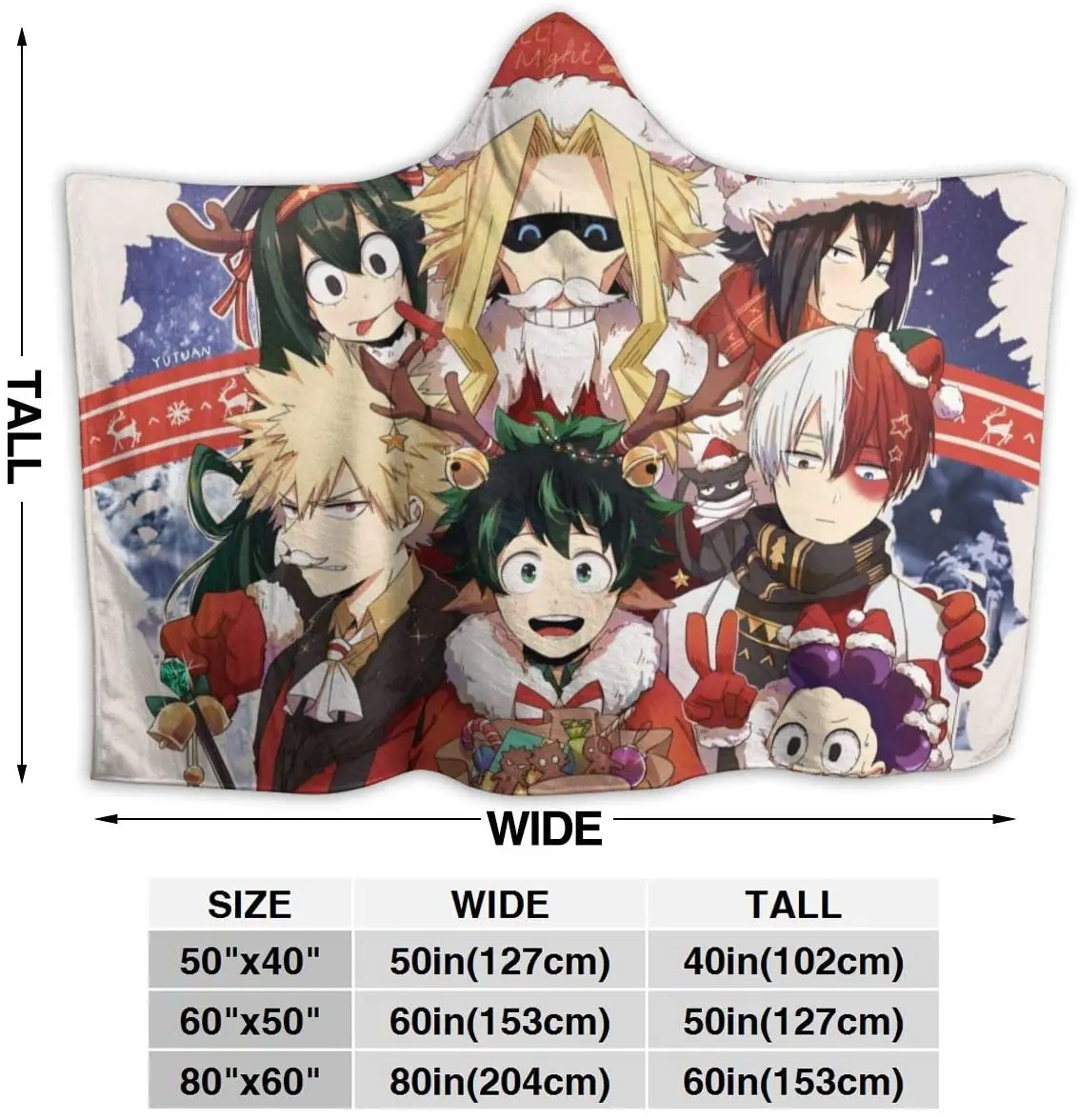 My Christmas Hero Academia Deku Izuku Midoriya Throw Blanket for Unisex Adult Hooded Blanket for Sofa Wearable Blanket
My Christmas Hero Academia Deku Izuku Midoriya Throw Blanket for Unisex Adult Hooded Blanket for Sofa Wearable Blanket