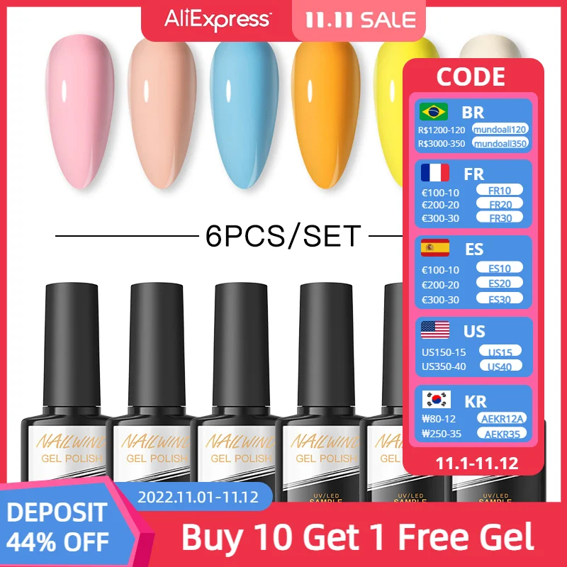 NAILWIND 2/4/6pcs/Set Gel Nail Polish Kit Manicure Set Nail Art Gel Polish Kit Semipermanent UV Varnish Hybrid Led Enamel
NAILWIND 2/4/6pcs/Set Gel Nail Polish Kit Manicure Set Nail Art Gel Polish Kit Semipermanent UV Varnish Hybrid Led Enamel