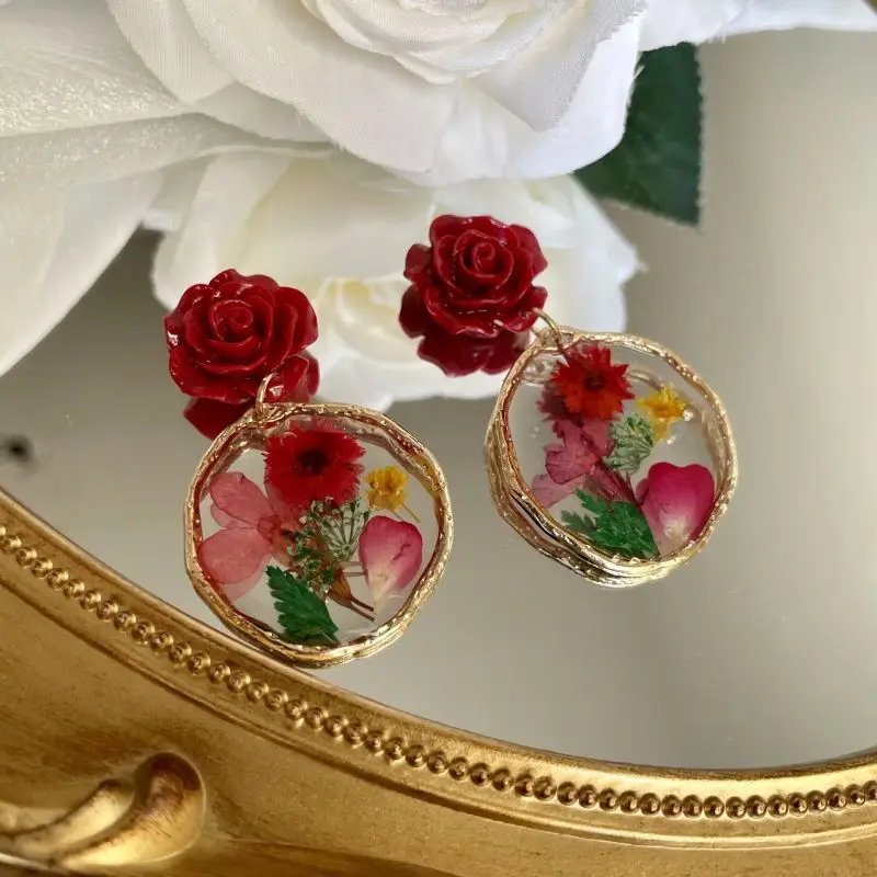Sweet Natural Flower Earrings Unique Red Floral Drop Earrings Dried Flowers Jewelry Wholesale Real Flower Earring Accessories
Sweet Natural Flower Earrings Unique Red Floral Drop Earrings Dried Flowers Jewelry Wholesale Real Flower Earring Accessories