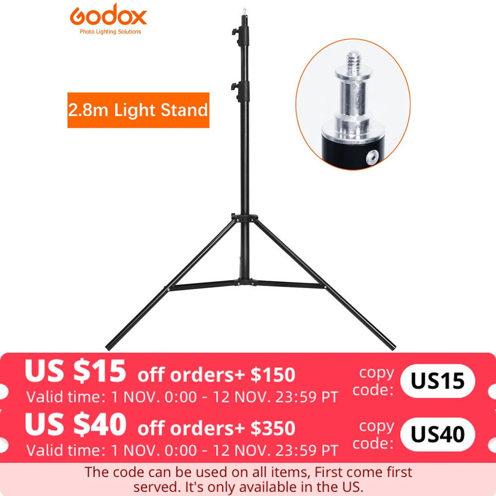 

Godox 280cm 2.8m 9FT Pro Heavy Duty Light Stand for Fresnel Tungsten Light TV Station Studio Photo Studio Tripods
