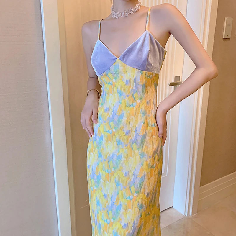 Spring Summer Suspender Chiffon Beach Style Dress Spaghetti Strap Slash Neck Patchwork Sexy Elegant Backless Dress for Women
Spring Summer Suspender Chiffon Beach Style Dress Spaghetti Strap Slash Neck Patchwork Sexy Elegant Backless Dress for Women