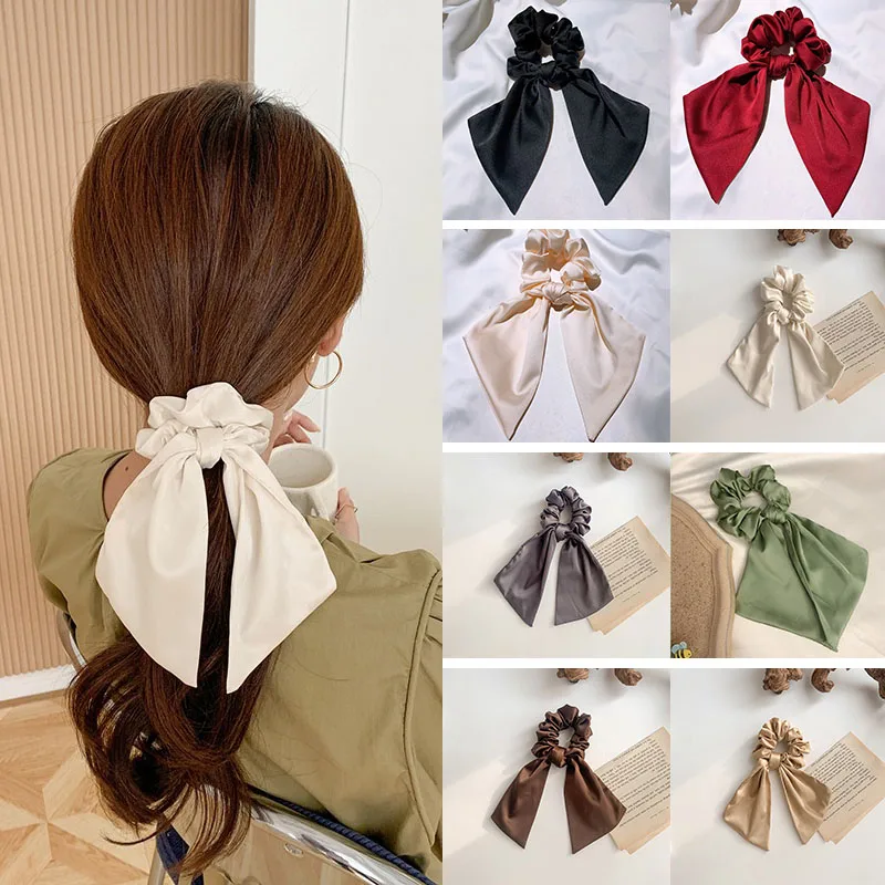 Luxury Satin Silk Bow Streamers Hair Ring Knotted Scrunchie Women Ponytail Hair Ties Solid Color Rubber Band Hair Accessories
Luxury Satin Silk Bow Streamers Hair Ring Knotted Scrunchie Women Ponytail Hair Ties Solid Color Rubber Band Hair Accessories