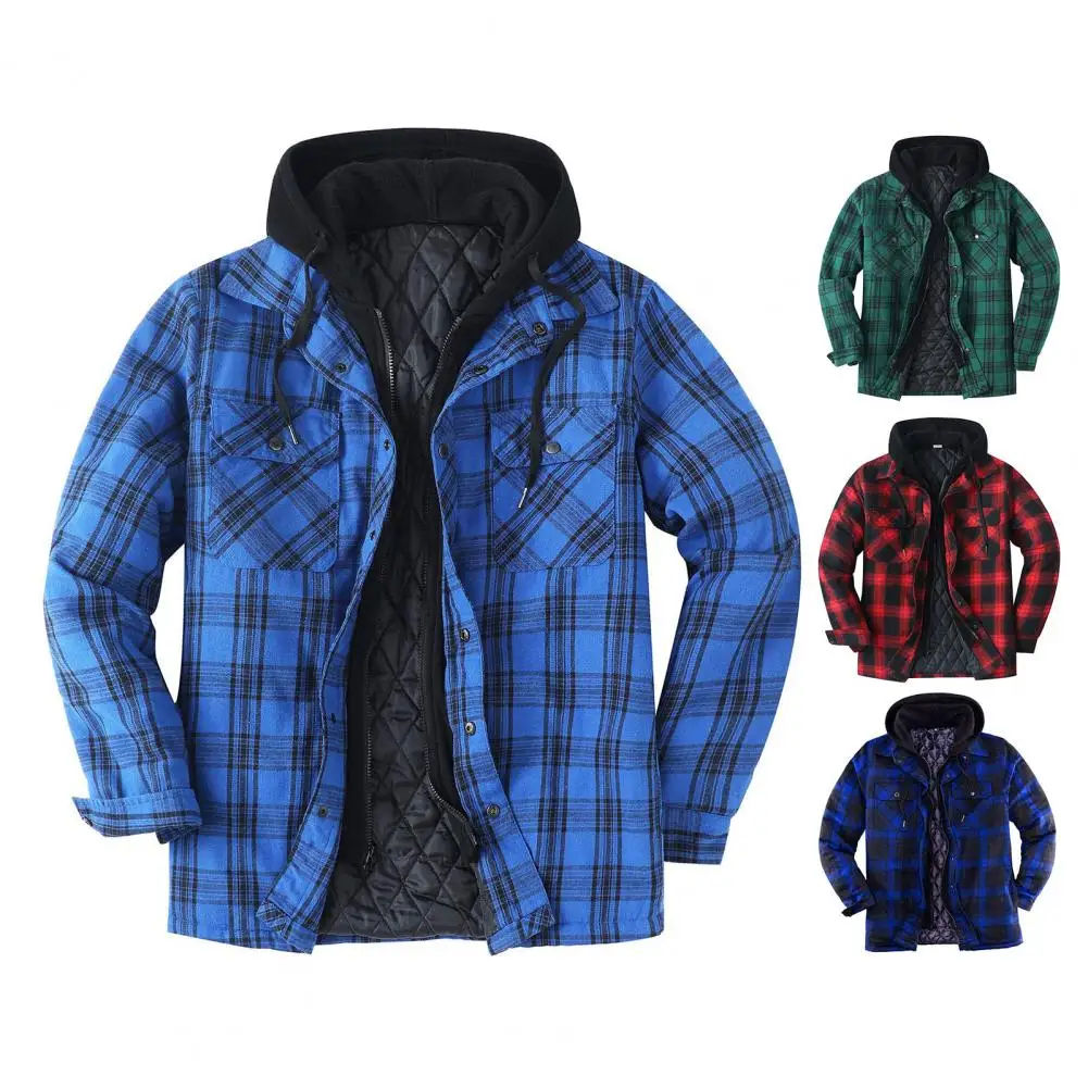 Long-sleeved Jacket Plaid Print Hooded Men's Winter Jacket with Drawstring Pockets Zipper Closure Stylish Warm Versatile Men
Long-sleeved Jacket Plaid Print Hooded Men's Winter Jacket with Drawstring Pockets Zipper Closure Stylish Warm Versatile Men