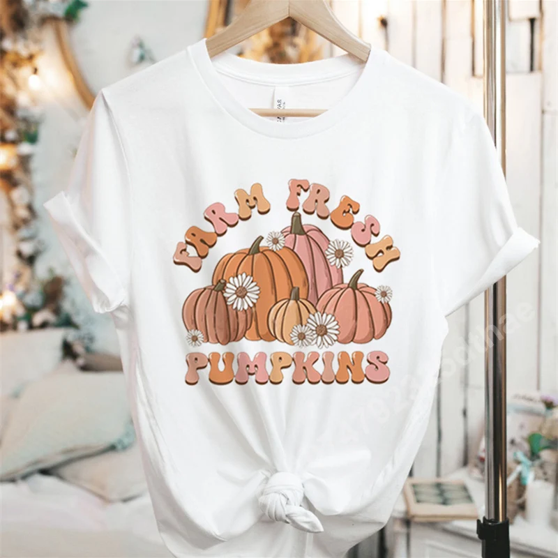 Cute Halloween Funny T-Shirts Pumpkin Pattern White Women's Clothes 90s Casual Short Sleeve Summer Tees Female Oversized Tops
Cute Halloween Funny T-Shirts Pumpkin Pattern White Women's Clothes 90s Casual Short Sleeve Summer Tees Female Oversized Tops