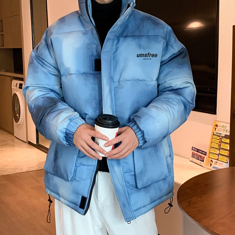 

Hip Hop Winter Harajuku Oversized Mens Bubble Coat Tie Dye Jacket Man Streetwear Couple Casual Parkas Korean Y2K Puffer Jackets