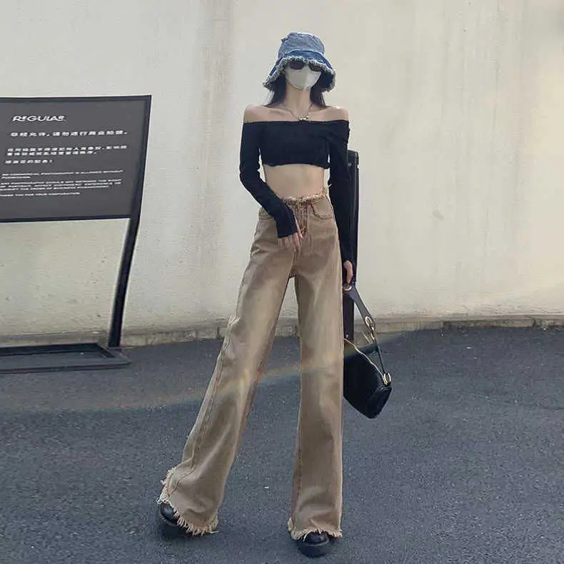 New Fashion High-quality Design Sense Retro Brown Edge Wide-leg Pants Women's High Waist Slim Loose Sexy Hot Girl Jeans
New Fashion High-quality Design Sense Retro Brown Edge Wide-leg Pants Women's High Waist Slim Loose Sexy Hot Girl Jeans