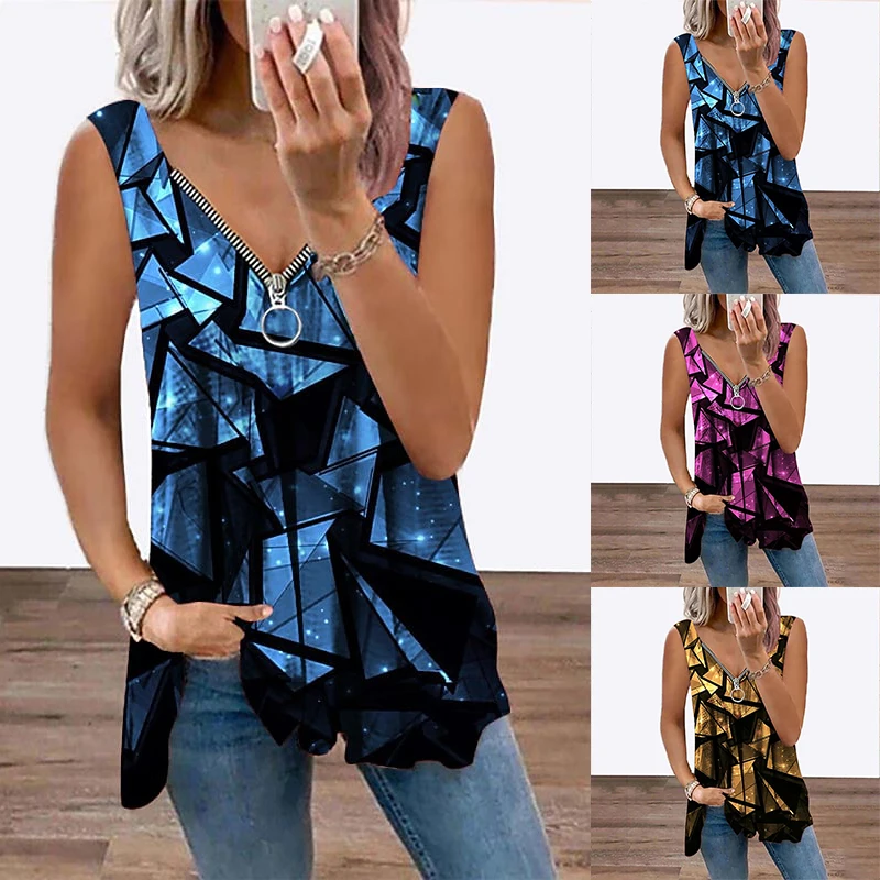 2022 Summer Women's Abstract 3D Printed Sleeveless Top U Neck Female Casual Streetwear Fashionable Top Oversized New Female Tops
2022 Summer Women's Abstract 3D Printed Sleeveless Top U Neck Female Casual Streetwear Fashionable Top Oversized New Female Tops