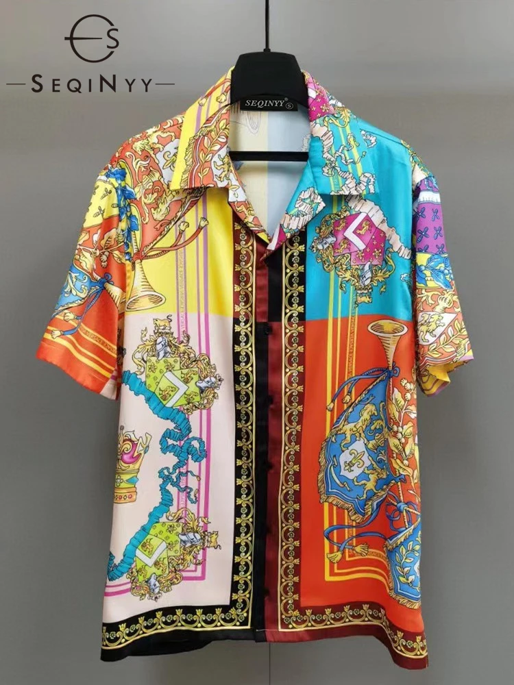 SEQINYY Bohemian Shirt Summer Spring New Fashion Design Women Runway Vintage Flowers Print High Street Loose Short Sleeve
SEQINYY Bohemian Shirt Summer Spring New Fashion Design Women Runway Vintage Flowers Print High Street Loose Short Sleeve