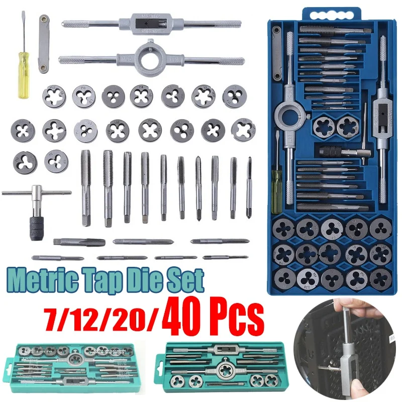 40/20/12/11/8/7Pcs/Set Metric Tap Die Set Alloy Steel Screw Thread Drill Kit Wrench Straight Taper Reamer Tools Wood Process
40/20/12/11/8/7Pcs/Set Metric Tap Die Set Alloy Steel Screw Thread Drill Kit Wrench Straight Taper Reamer Tools Wood Process