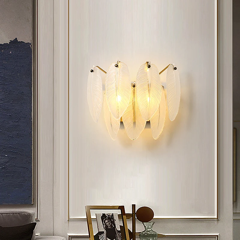 Feather Design Wall Lamps Frosted Glass LED Sconce Gold Metal Lighting Fixture for Hallway Corridor Living Room Study Bedside
Feather Design Wall Lamps Frosted Glass LED Sconce Gold Metal Lighting Fixture for Hallway Corridor Living Room Study Bedside