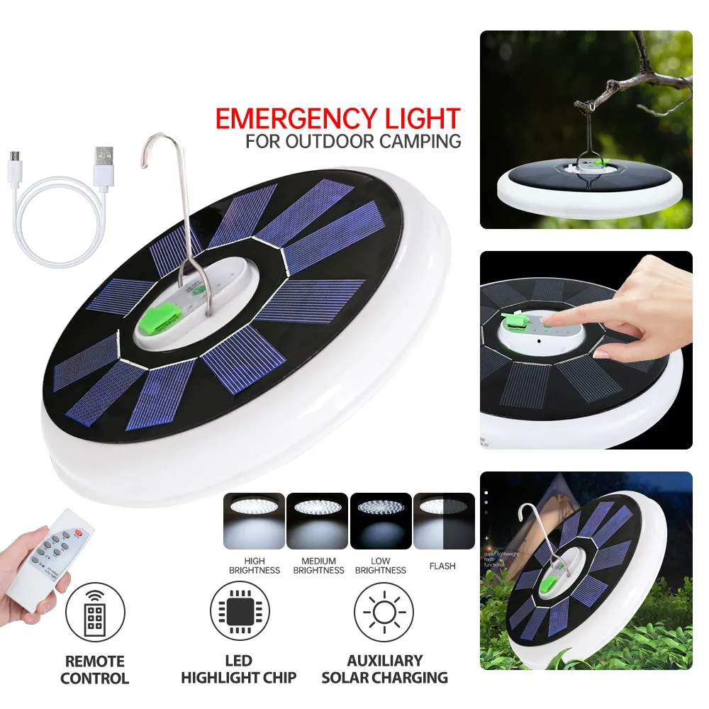 

Camping Mobile Phone Charging Treasure Emergency Light Solar LED Flying Saucer Light-controlled Remote Control Outdoor Base Type