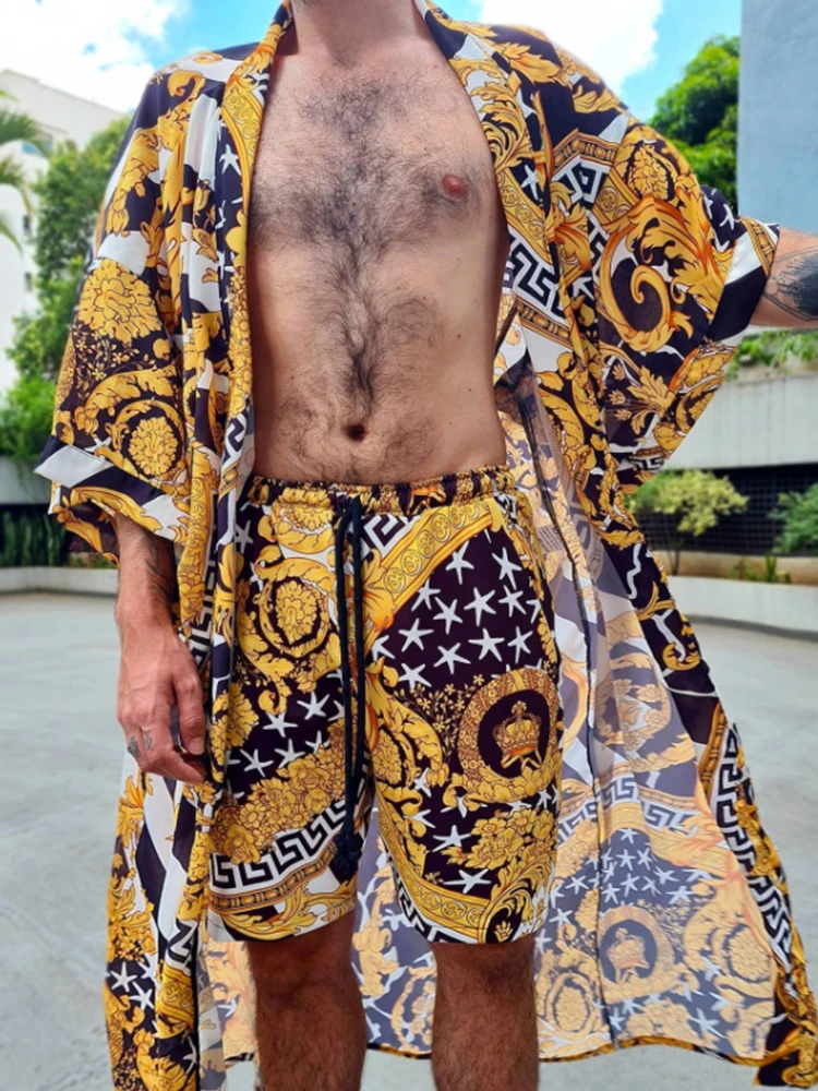 Vintage Pattern Print Loose Beach Long Shirt Men Casual Short Sleeve Turn-down Collar Cardigan Tops Mens Summer Vacation Shirts
Vintage Pattern Print Loose Beach Long Shirt Men Casual Short Sleeve Turn-down Collar Cardigan Tops Mens Summer Vacation Shirts
