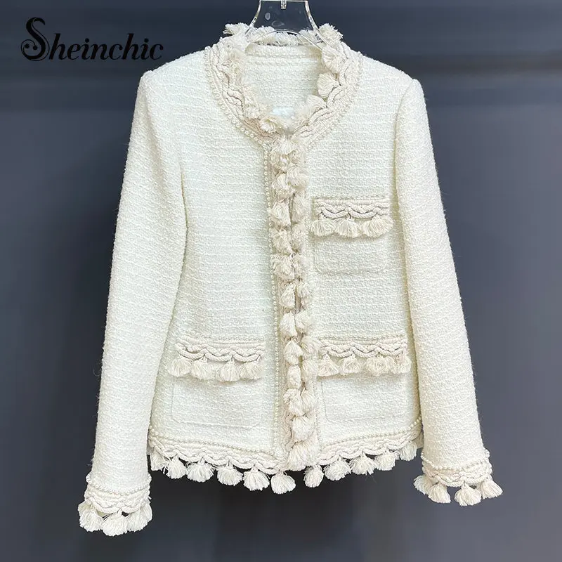 Vintage Tassel Jackets for Women 2022 Luxury Designer Elegant White Tweed Jacket Korean Style Fashion Wool Coat Winter Clothes
Vintage Tassel Jackets for Women 2022 Luxury Designer Elegant White Tweed Jacket Korean Style Fashion Wool Coat Winter Clothes