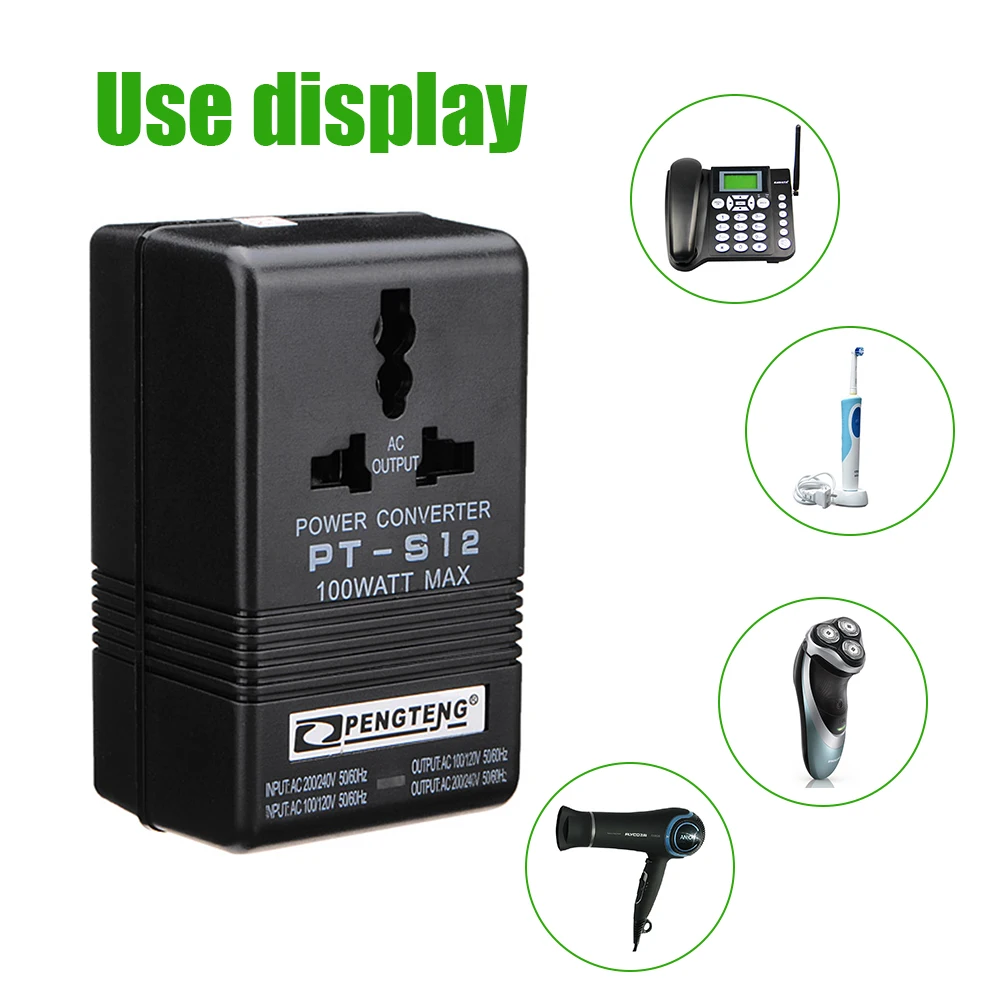 100W Voltage Converter Step Up and Down AC 110V/120V to 220V/240V 2-Way Voltage Transformer Power Converter Adapter 220V to 110V
100W Voltage Converter Step Up and Down AC 110V/120V to 220V/240V 2-Way Voltage Transformer Power Converter Adapter 220V to 110V