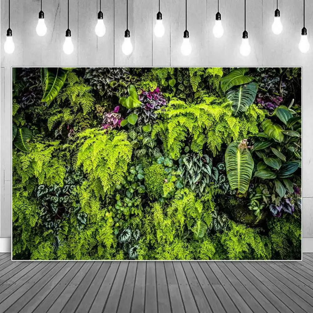 

Grass Wall Birthday Decoration Wedding Party Photography Backdrops Green Chroma Screen Jungle Leaves Photographic Backgrounds