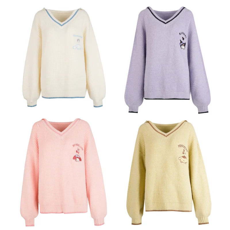 Kawaii Sanrio Sweater Female Autumn Winter Long-sleeved Top Cute JK Navy Collar Anime Kuromi Melody Girls Students Loose Sweater
Kawaii Sanrio Sweater Female Autumn Winter Long-sleeved Top Cute JK Navy Collar Anime Kuromi Melody Girls Students Loose Sweater