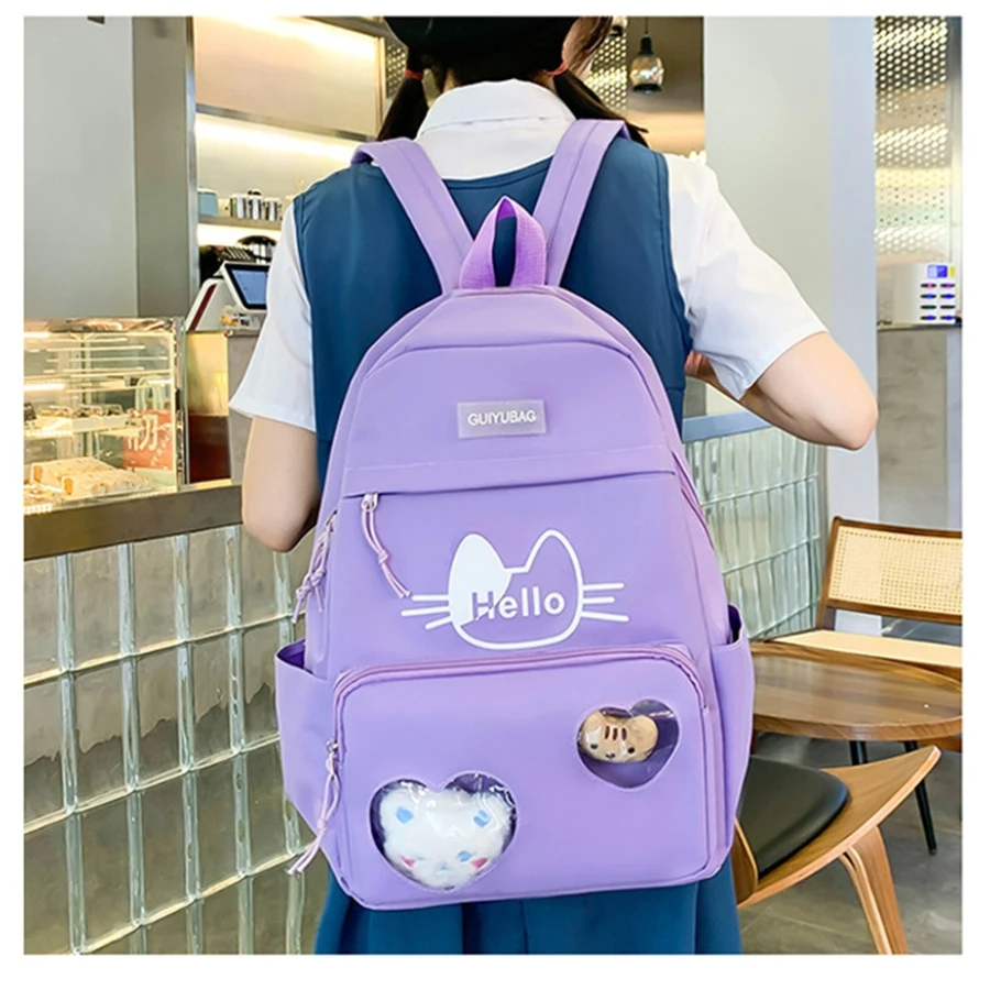

Новый милый рюкзак Sanrio, многофункциональный рюкзак, красивая нейлоновая школьная сумка, милая Студенческая сумка, вместительная мультяшная сумка