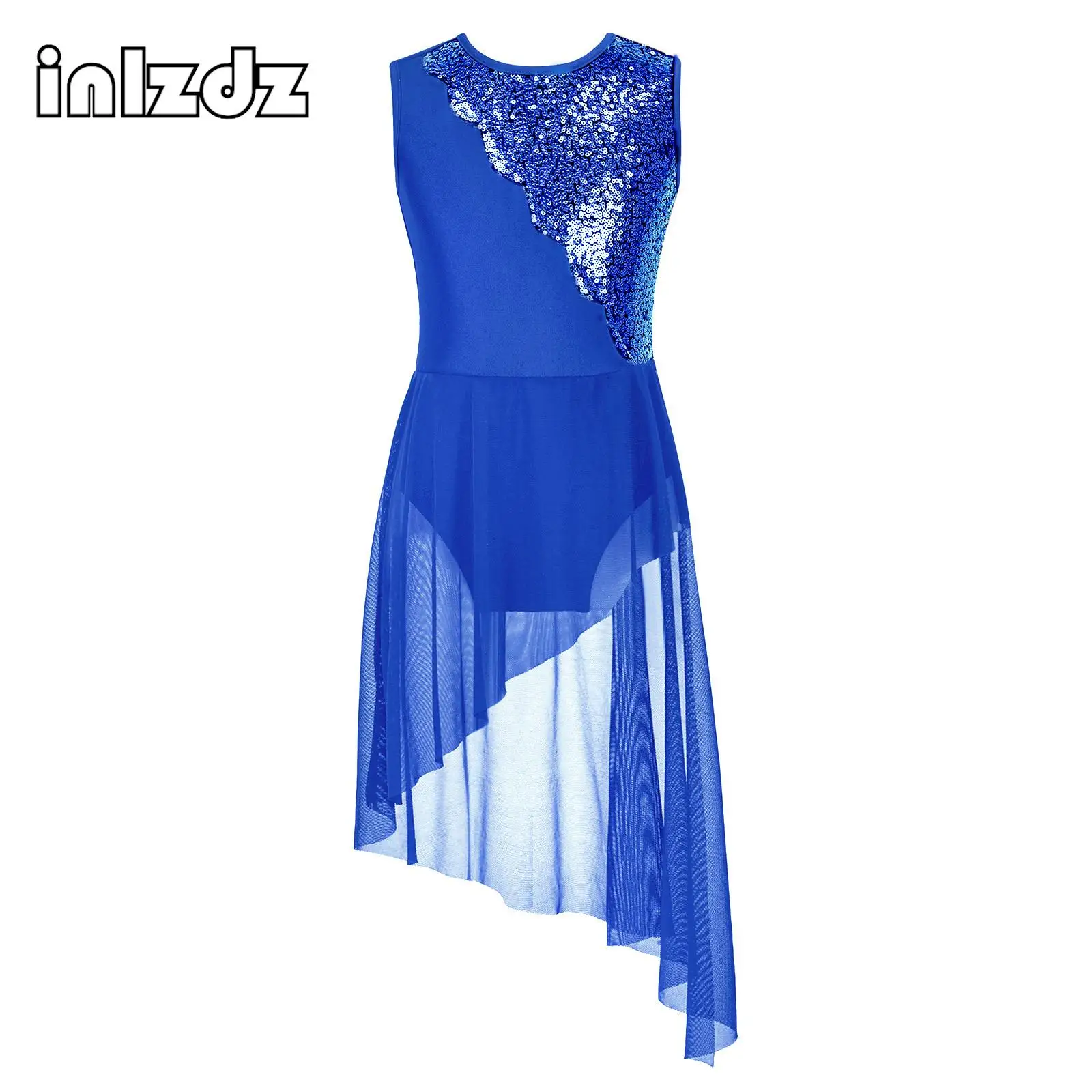 Kids Girls Sleeveless Sequins Contemporary Lyrical Dress Color Block Hollow Back Irregular Mesh Skirt Leotard Ballet Dancewear
Kids Girls Sleeveless Sequins Contemporary Lyrical Dress Color Block Hollow Back Irregular Mesh Skirt Leotard Ballet Dancewear