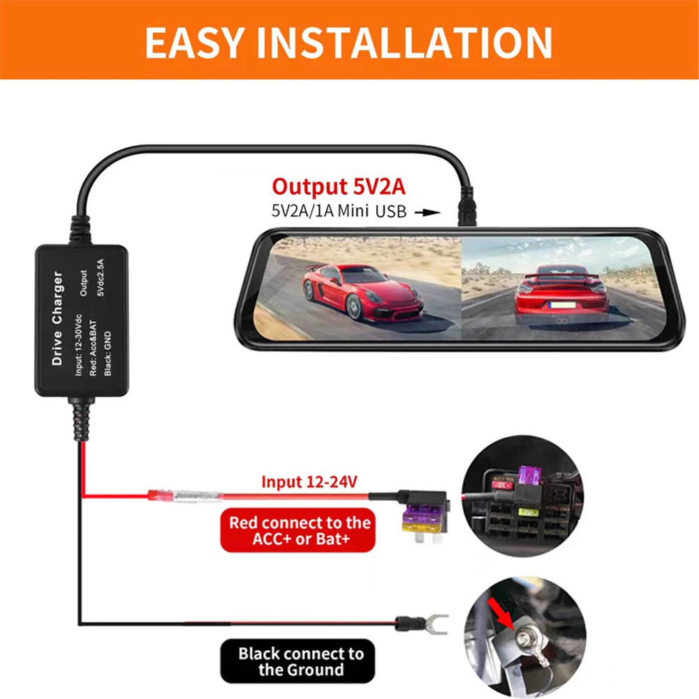 Durable Equippemnt DVR HardWire Box Car Accessories Approx.3.2m Black DC 12-24V Plastic GPS Navigation Automobiles
Durable Equippemnt DVR HardWire Box Car Accessories Approx.3.2m Black DC 12-24V Plastic GPS Navigation Automobiles