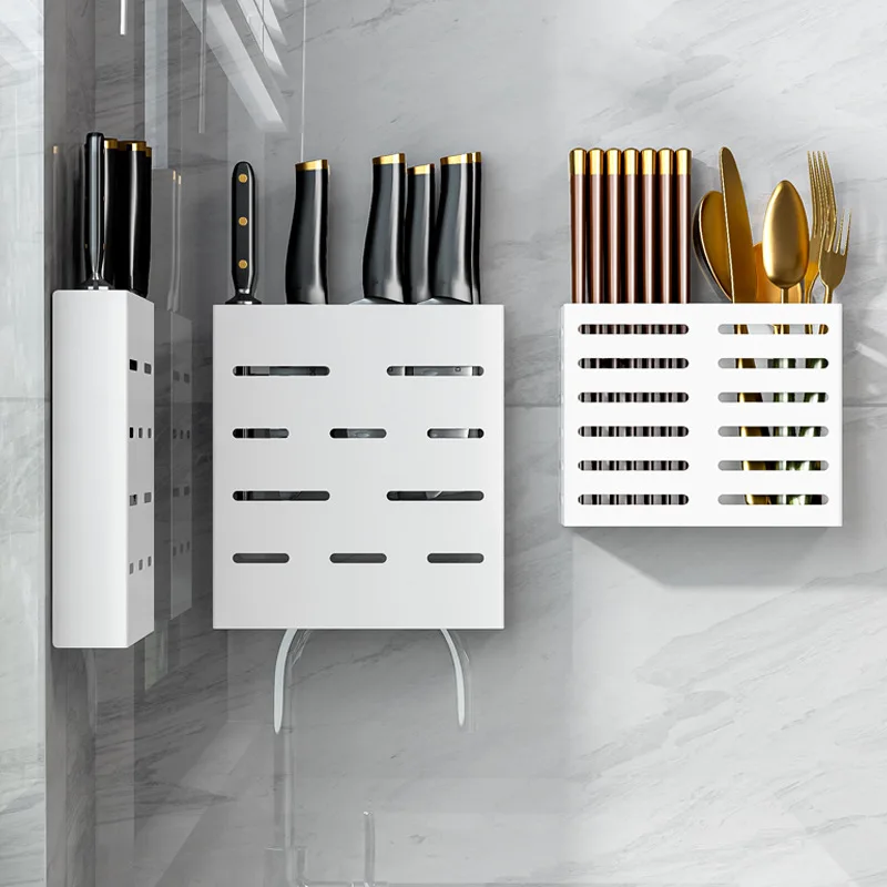 

Chopstick Storage Holder Stainless Steel Drain Wall-mounted Spoon Racks Kitchen Tableware Basket Shelf Gadgets Accessories Tool