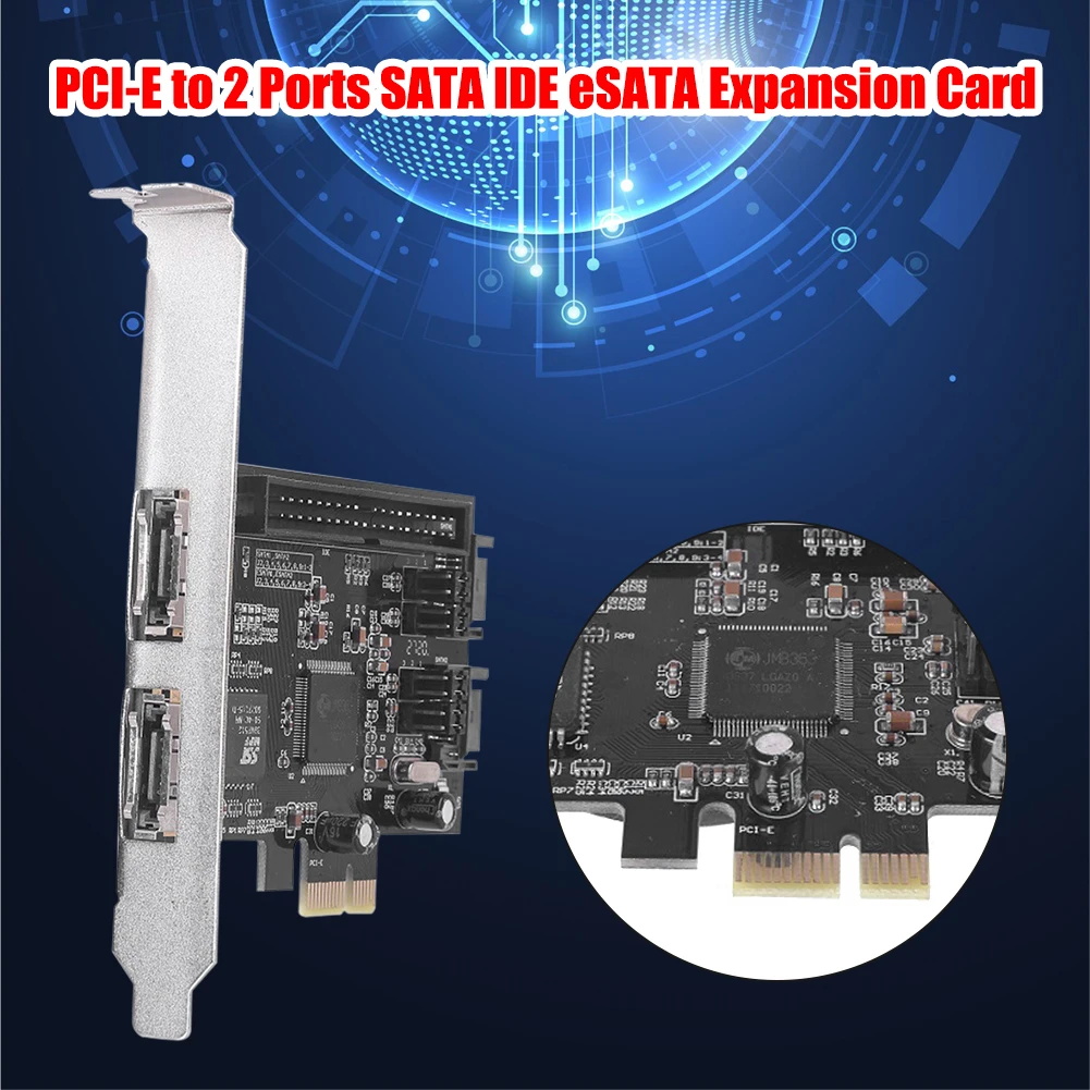 

PCI Express Expansion Card PCI-E PCIe to 2 Ports SATA IDE eSATA Adapter Converter RAID Controller Cards for Windows Linux Mac OS