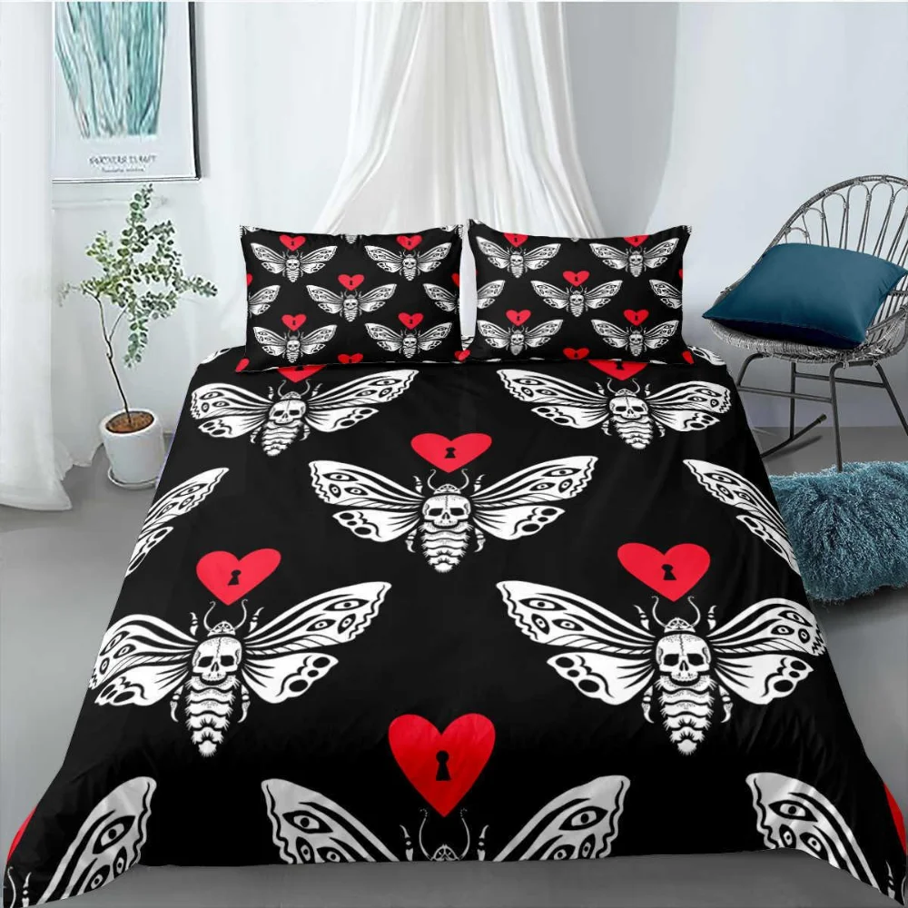 Skull Duvet Cover Set Gothic Death Moth Skull Love Heart Bedding Microfiber Moth Skeleton King Size Quilt Cover Set for Boy Teen
Skull Duvet Cover Set Gothic Death Moth Skull Love Heart Bedding Microfiber Moth Skeleton King Size Quilt Cover Set for Boy Teen