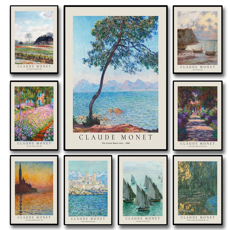 

Vintage Claude Monet French Impressionists Exhibition Poster Canvas Paintings And Prints Wall Pictures Living Room Home Decor