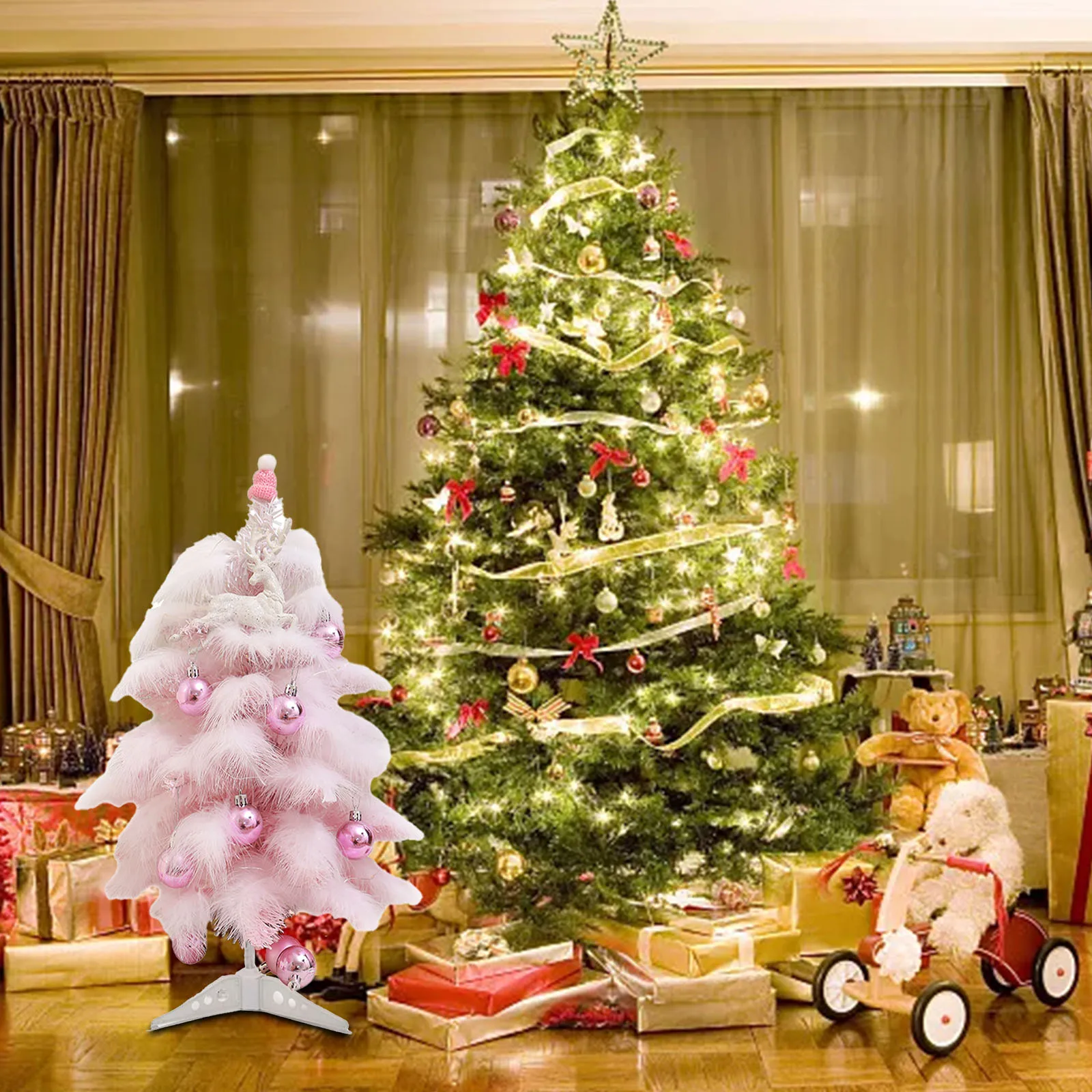 Ornament Christmas Tree Table Top Decorations 45/60cm DIY Deer Feather Home Decor New Year Gifts Window Artificial Decoration
Ornament Christmas Tree Table Top Decorations 45/60cm DIY Deer Feather Home Decor New Year Gifts Window Artificial Decoration