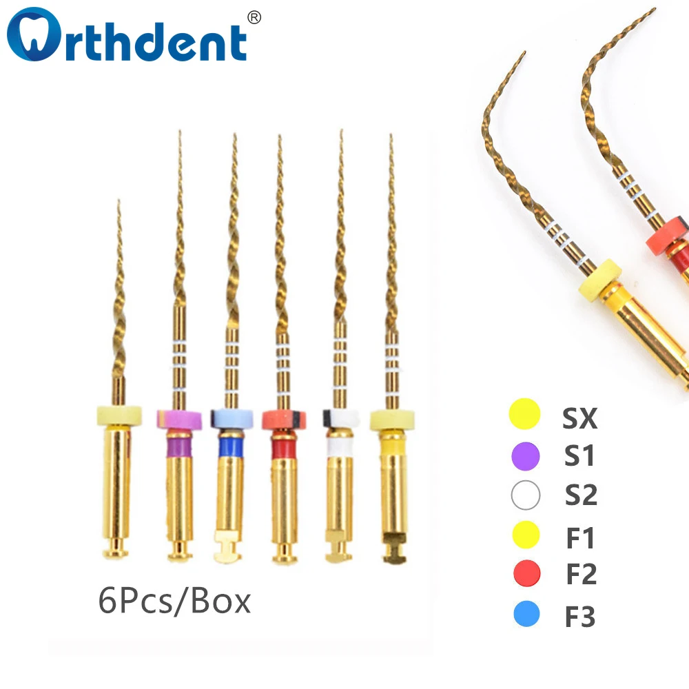 Ордент 6 шт./коробка стоматологические файлы золотые файлы активация тепла Endo файл роторный супер файл лечение Эндодонтический нити материал дрель 
Ордент 6 шт./коробка стоматологические файлы золотые файлы активация тепла Endo файл роторный супер файл лечение Эндодонтический нити материал дрель